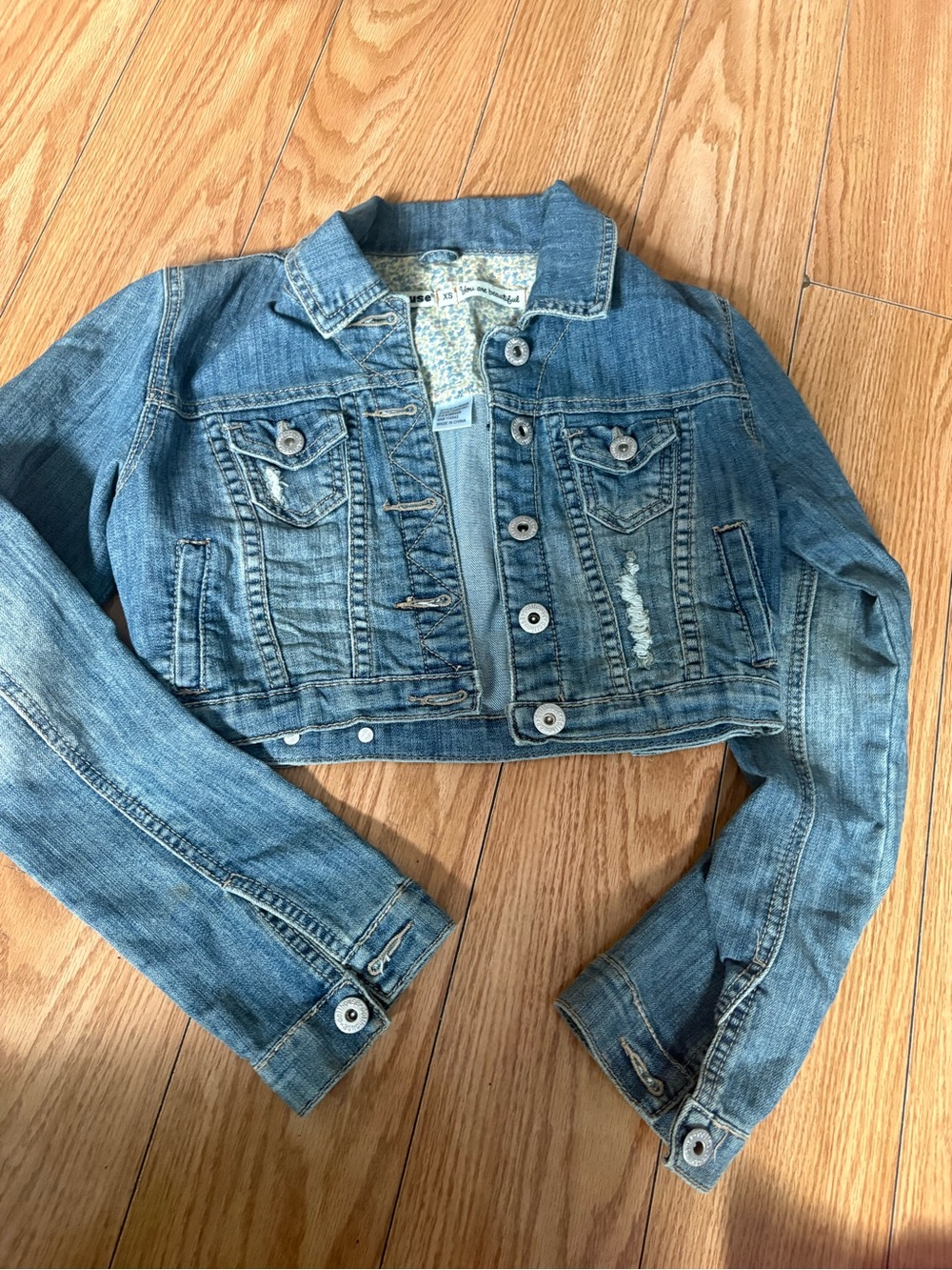 Dollhouse Light Blue Cropped Denim Jacket